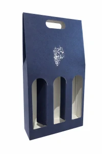 Dárková krabička na 3 lahve - modrá