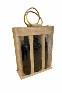 Jutová taška na 3 lahve